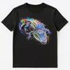 Buntes Farbspritzer Alligator Kunst Grafik Unisex T-Shirt