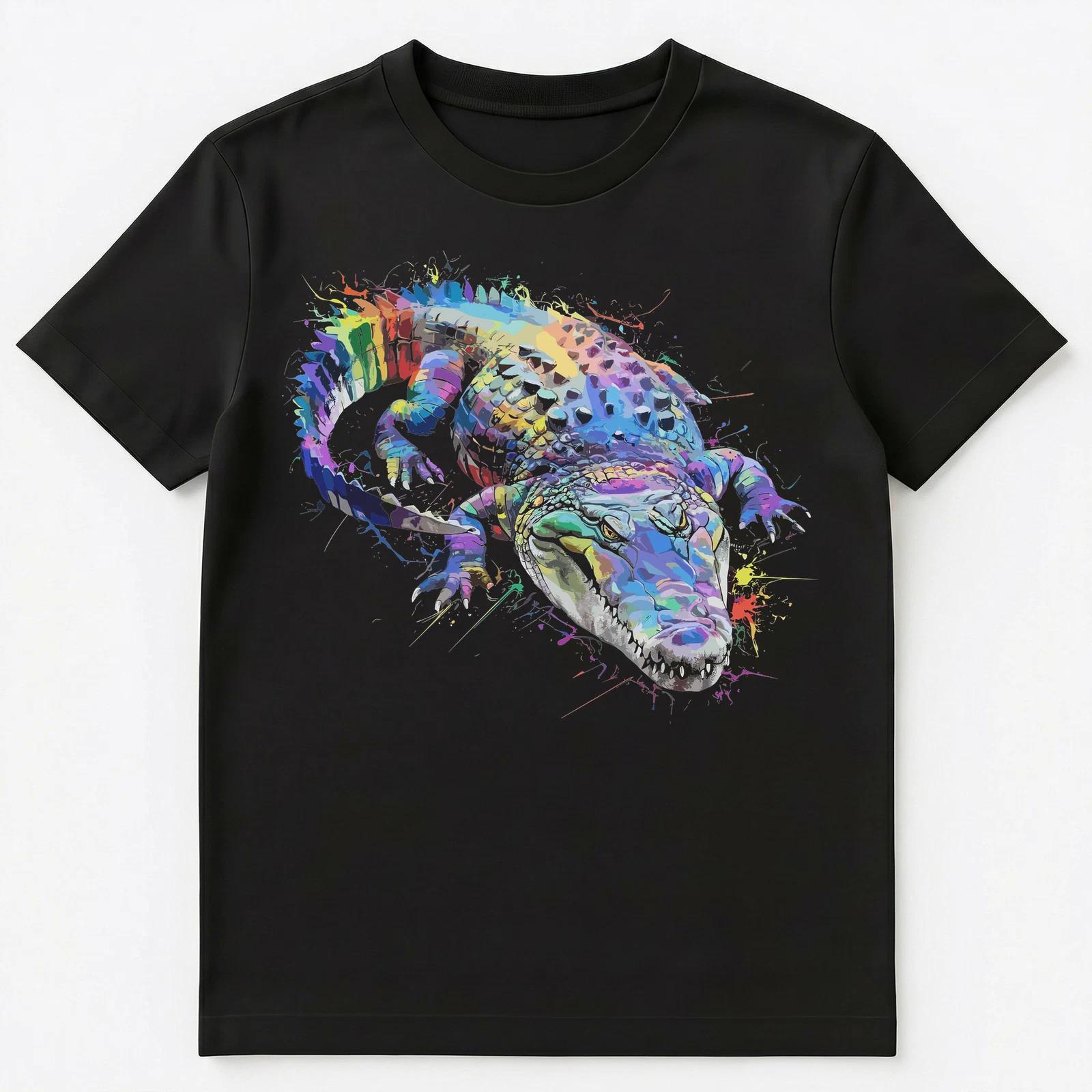 

Colorful Paint Splash Alligator Art Graphic Unisex T-Shirt 4XL