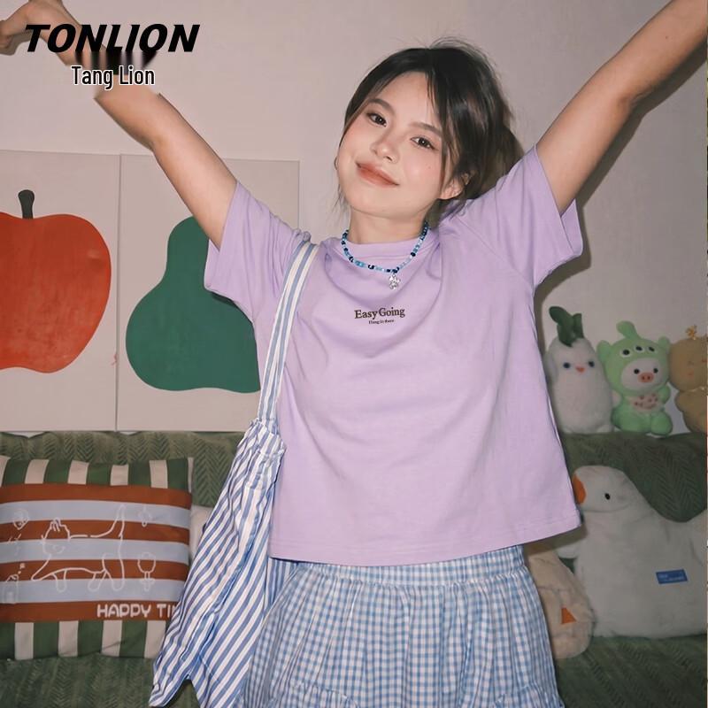 TonLion Women s 2026 Summer Pure Cotton Short Sleeve T-Shirt M