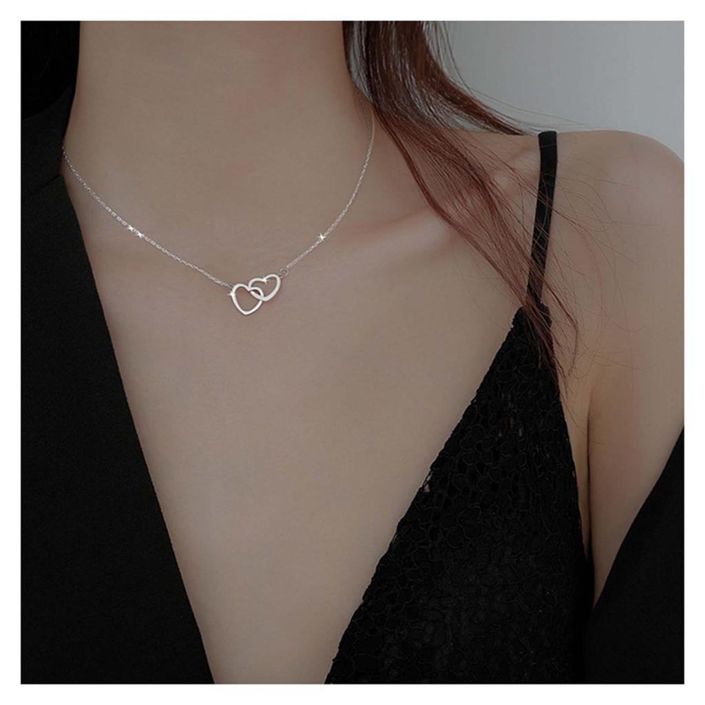 Minimalist Temperament Heart-Shaped Necklace Double Heart Pendant Necklace For Women Wedding Parties Friends Jewelry Gifts