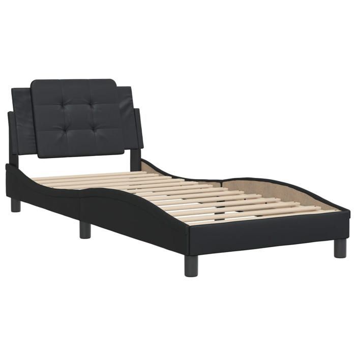 VidaXL Cadre de Lit sans Matelas Zadar, Lit Rembourré, Lit Simple, Lit Adulte de Chambre à Coucher Intérieur, Noir 90x200 cm 3208156