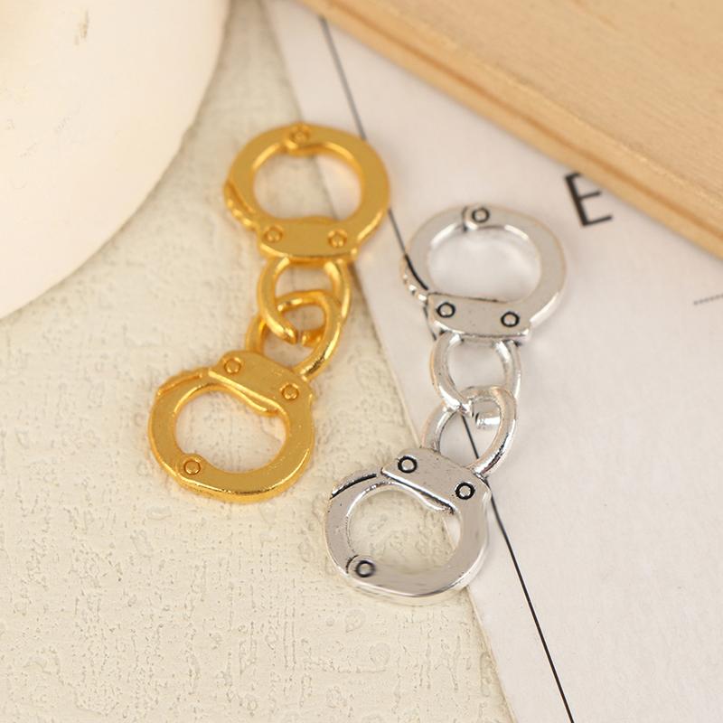 20Pcs/Pack Alloy Simulated Small Handcuffs Charms Connectors Link Handcuffs Pendant For Necklace Bracelet Jewelry Making