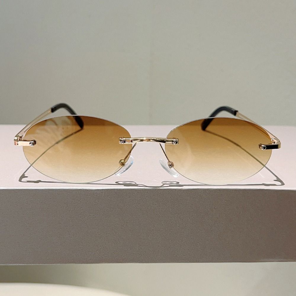 Metal Frameless Sunglasses Vintage Trendy Fashion Sunglasses UV Protection Sunglasses  Women