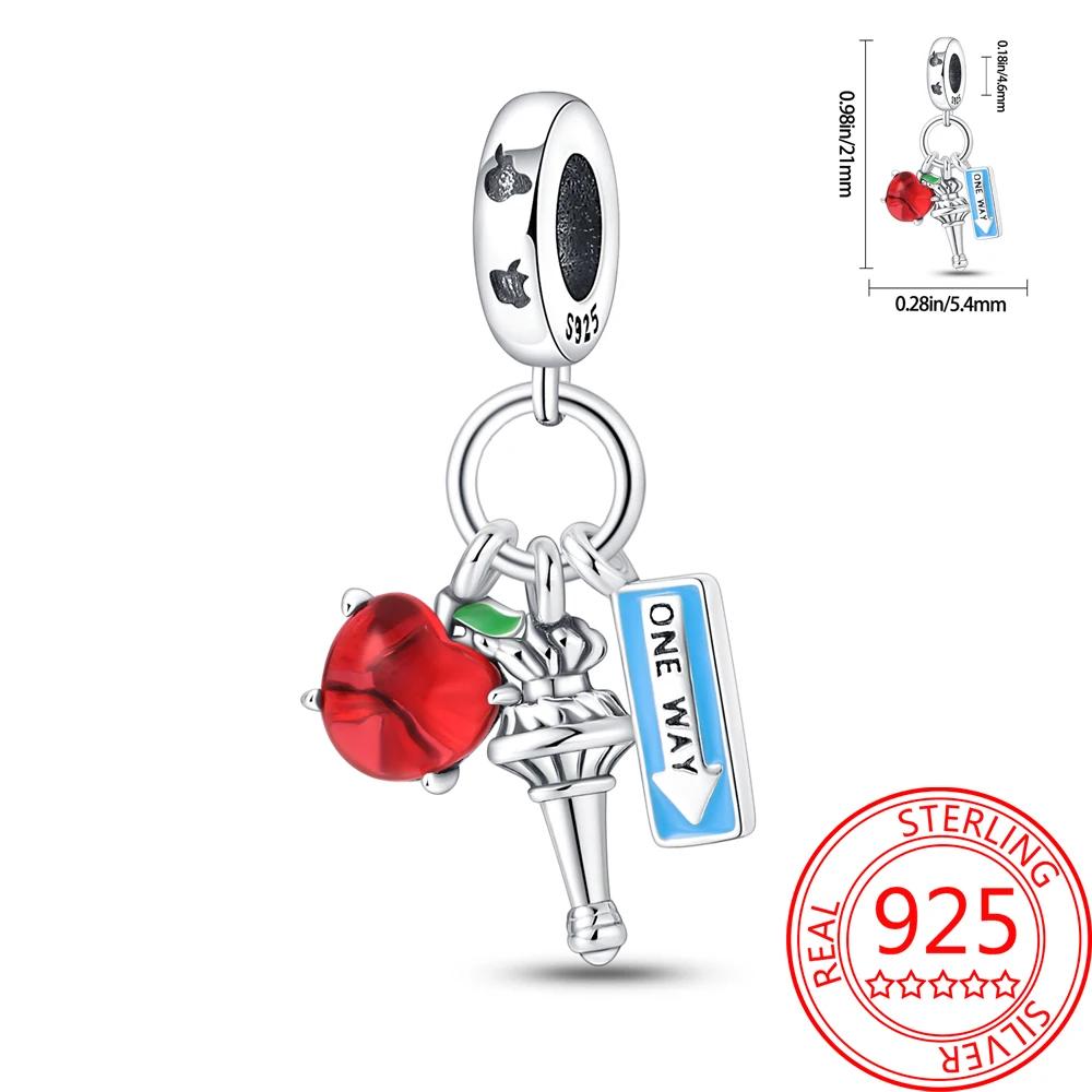 Creative 925 Silver Eiffel Tower Gold Heart Double Charm Fit DlY Bracelet Necklaces Women's Dating Jewelry Accessories