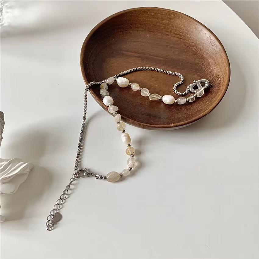 Pig Nose Simple Temperament Beads Irregular Texture Gravel Splicing Necklace Neck Chain Hip Hop Collarbone Chain Jewelry Women