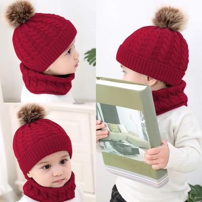 2Pcs Toddler Baby Girls Boys Winter Warm Knitted Beanie Cap+Scarf Keep Warm Set