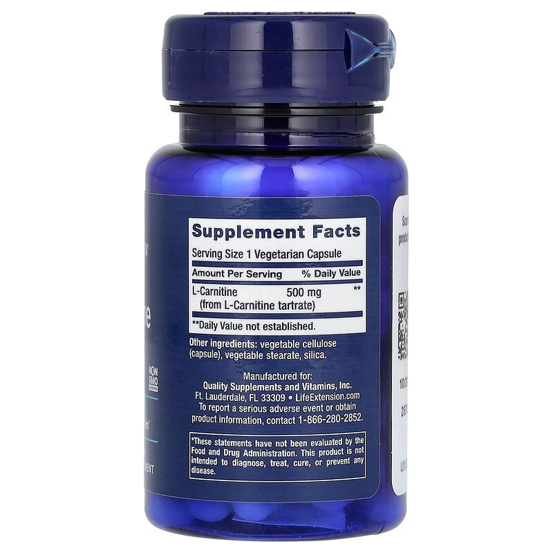 L-Carnitine, 500 mg, 30 Vegetarian Capsules