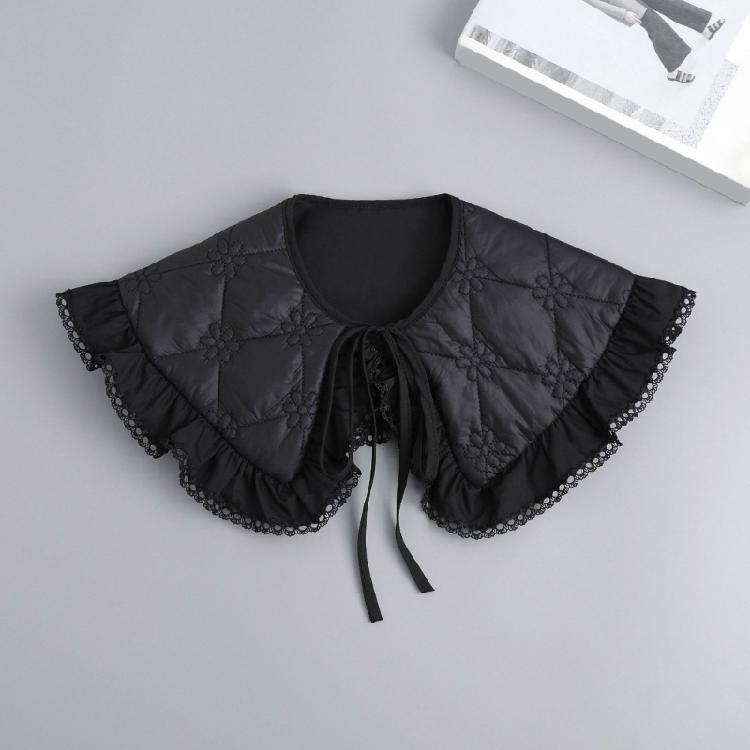 Sophisticated Sequins Quilted Cape False Collar Chinese Elegant Ruffled Lace Layering Shawl Clothing Accessory for Dress