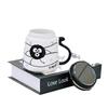 Personalized Mirror Cup with Lid Cartoon Monster Ceramic Mug Dustproof Gift Box Water Cup Home Set Office