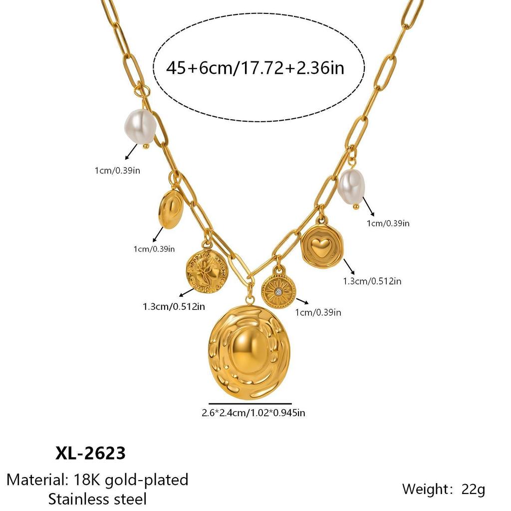 18k Gold-Plated Stainless Steel Pearl Necklace - Luxury Clavicle Chain