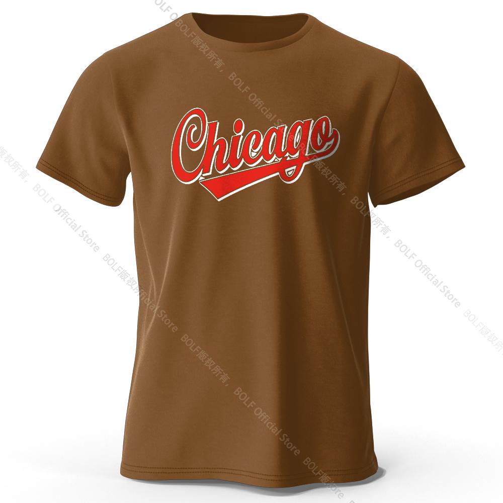Men's Chicago Printed T-Shirt 100% Cotton Oversized Letter Graphic Tees for Women Summer Tops Urban Streetwear