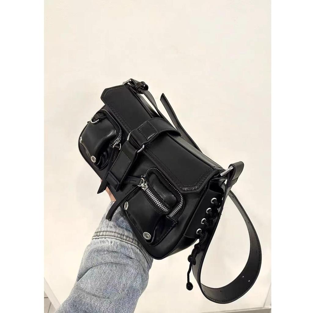Y2K Korean Women Harajuku Vintage Gothic Black Hand Bag Aesthetic Elegant Punk Wallet Purse Handbags Shoulder Trend Tote Bags