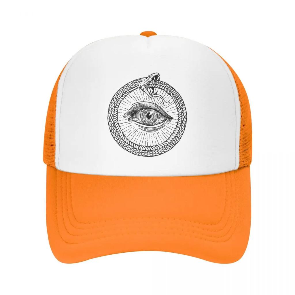 Esoteric Illustration Of Ouroboros Snake Cap Fashion Mesh Baseball Caps Adjustable Hat Hip Hop Summer Unisex Baseball Hats
