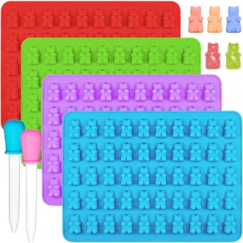 Süßigkeiten Silikon Schokoladenform Backzubehör DIY Fudge Schokolade Süßigkeitenherstellung Formen 50-Zellen Gummibärchenform mit Tropfpipette Gebäck