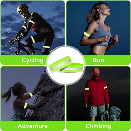 High Visibility Armbands, Elasticated Ankle Bands Hi Vis Reflective Running Armbands Wristbands Reflector Strips Safety Bands