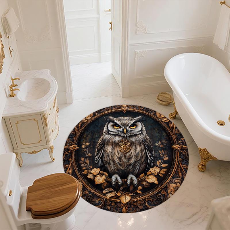 Vintage Pattern Owl,Round Area Rug,Carpet Rug for Living Room Bedroom Sofa Playroom Decor,Non-slip Floor Mat