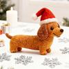 1/2Pcs Christmas Felt Dachshund Figurine Handcrafted Santa Hat Dog Ornament Simulation Puppy Statue Animal Sculpture Home Office Desktop Decoration