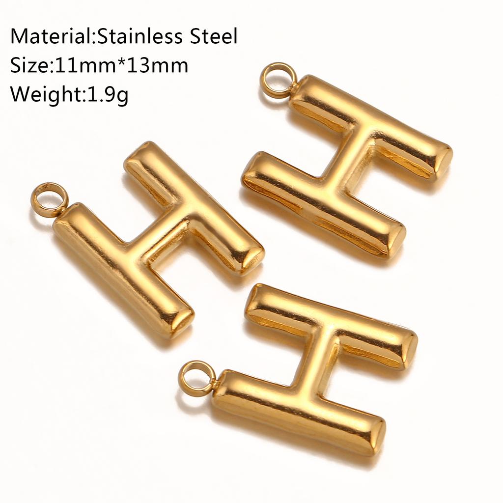 3Pcs Initial Charms 3D Stainless Steel English Letter Pendant 18K Gold Color PVD Plated Bubble Alphabet Charm DIY Jewelry Making