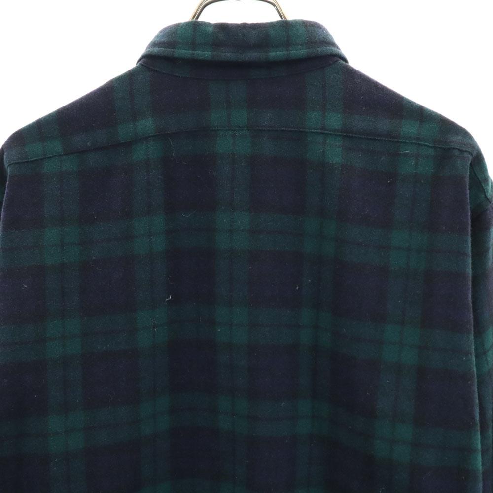 PENDLETON 70s Vintage USA Made Wool Blend Check Pattern Long Sleeve Wool Shirt Men's Used