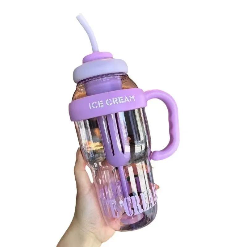 Water Cup High-looking Summer Drinking Cup Office Mug Cute Style Kettle with Straw Couple Drinking Cup Coffee Cup Large Capacity