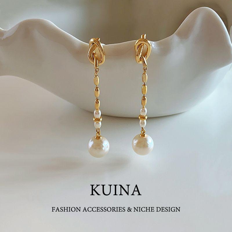 

Gold Tassel Earrings Unique Beautiful Pearl Earrings Sterling Silver Stud Earrings Female Accessible Luxury Fancy Graceful Ear Ornaments Picture Color