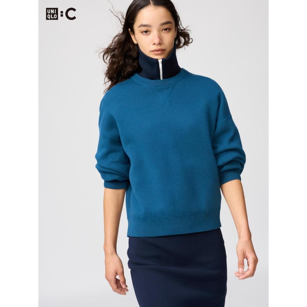 Uniqlo Suéter de Algodón Suave con Cuello Redondo de Japón