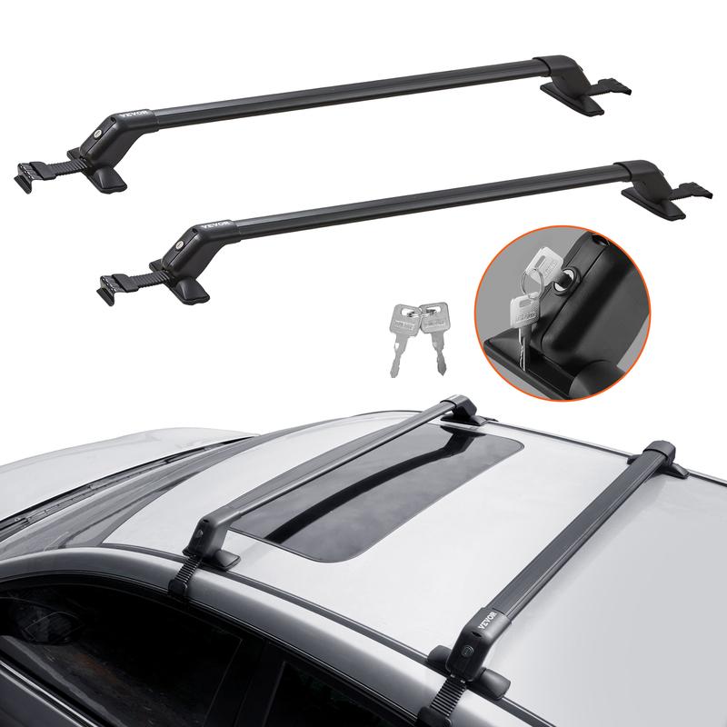 VEVOR 155lbs Universal Roof Rack Cross Bars Aluminum Roof Rack Crossbars Adjustable Bare Roof Crossbars with Lock for SUV & Vans