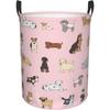 Cute Cartoon Dog Round Laundry Hamper - Animal Print Storage Basket for Toys, Clothes & Home/Bathroom/Bedroom/Dorm