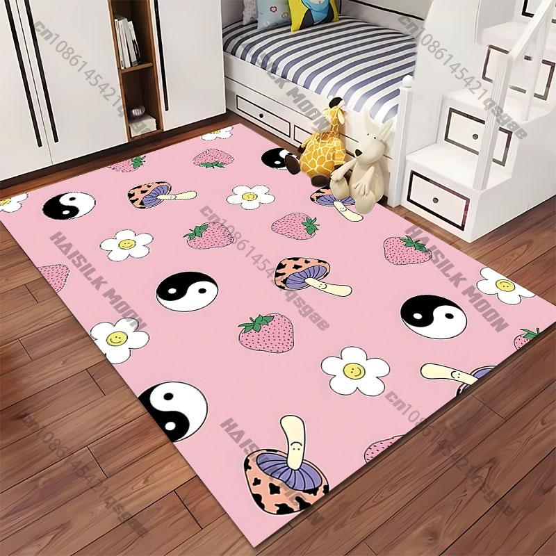 Whimsical Playful Nature Icons Carpet Yoga Living Room Room Decor Children's Crawling Mat Doormat Area Rug Games Mat