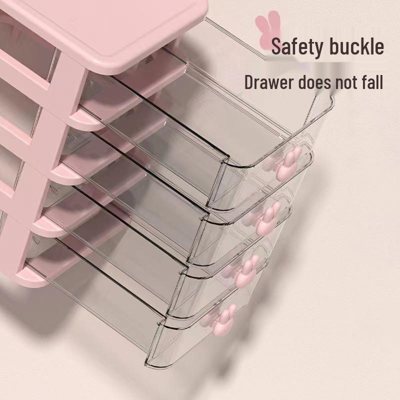 Kreativer Cartoon Hase Mini Schreibtisch Organizer mit transparenten Schubladen für Kinder Schreibwaren