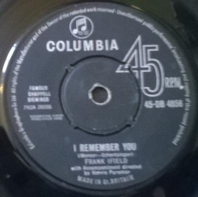 7inch Record FRANK IFIELD - I Remember You DB4856 Columbia UK Rock Used