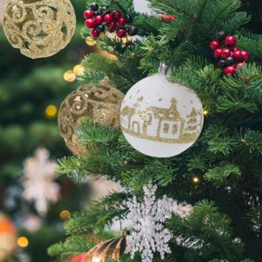 9Pcs 6cm Christmas Ball Set Plastic Hollow Out Christmas Tree Pendant Reusable Decorative Hanging Pendants for Home