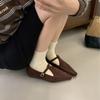 2025 retro design lazy niche autumn and winter new square head small slope heel T belt Mary Jane single shoes