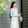 New Chinese Style Slim-Fit Slit Knitted Sweater