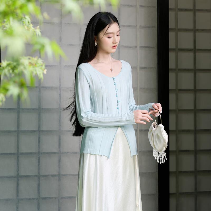 New Chinese Style Slim-Fit Slit Knitted Sweater