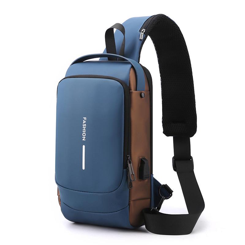 Men's USB Charging Water-Repellent Crossbody Chest Bag