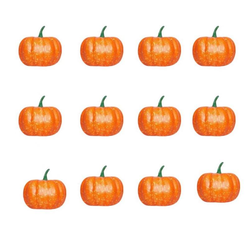 16pcs/set Halloween Foam Pumpkin Decor Set Realistic Checkered Table Centerpiece for Kitchen Fall Harvest Display Photo Props