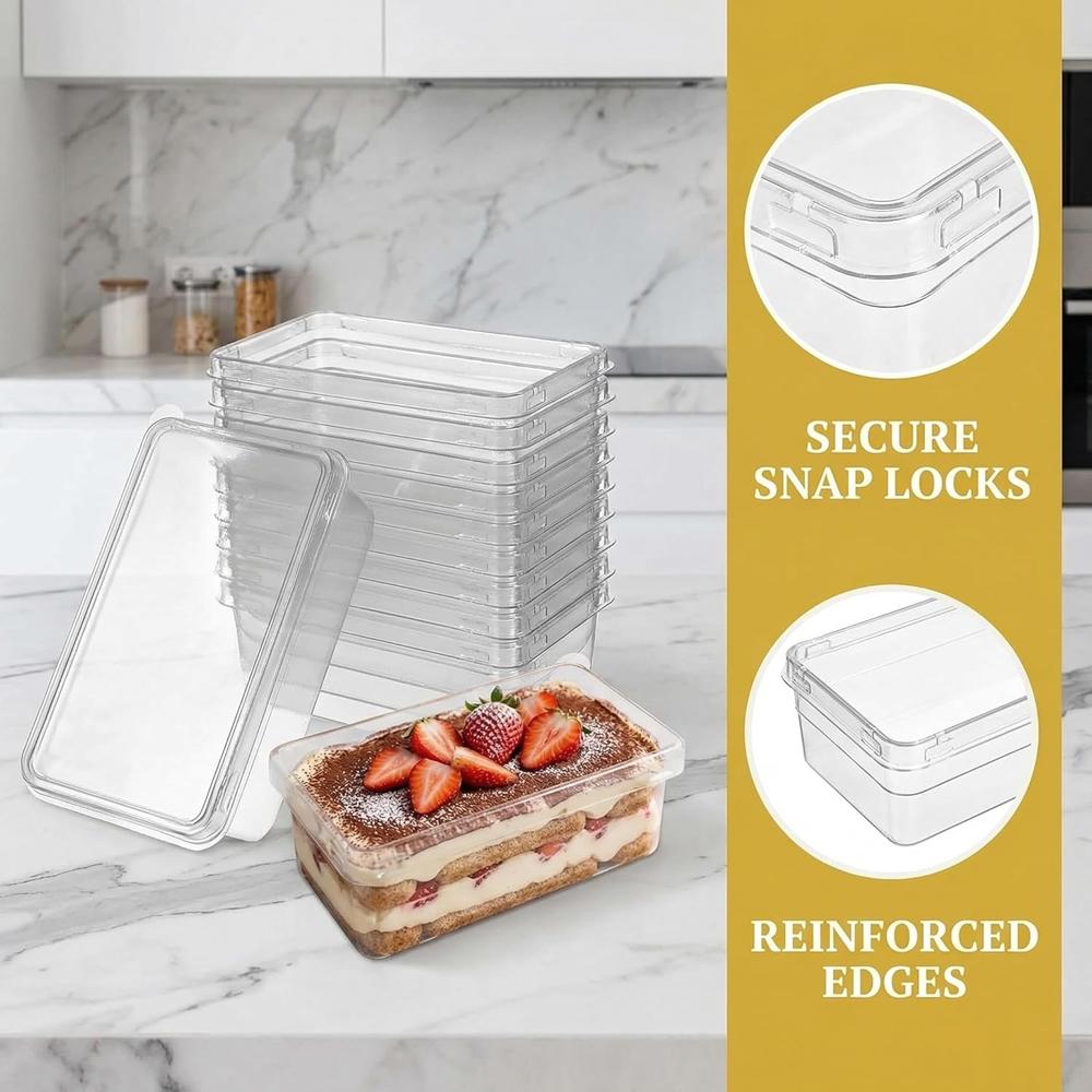 Clear Dessert Containers with Lids, Small Cake Slice Box for Tiramisu Cheesecake, Individual To Go Food Packaging for Sandwich