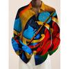 2024 New Men's 3D Art Painting Fashion Print Single Breasted Long Sleeve Shirt Casual Shirt Men's Loose Lapel Long Sleeve
