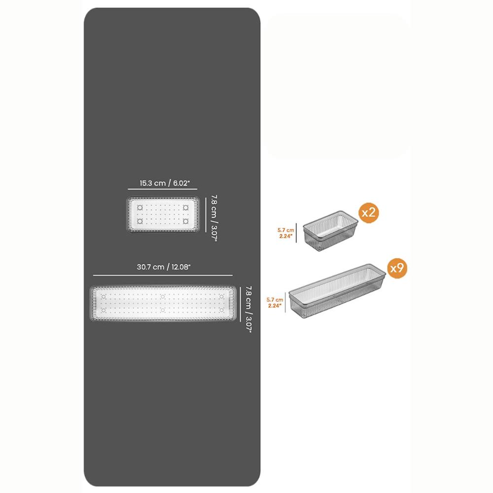Modular Set of 11 Cutlery Holder Drawer Organizer Fork Spoon Knife Organizer Anthracite