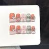 Short Duck Beak French Full Drill Butterfly Fake Nails 10 Pieces Resin Rhinestone Design