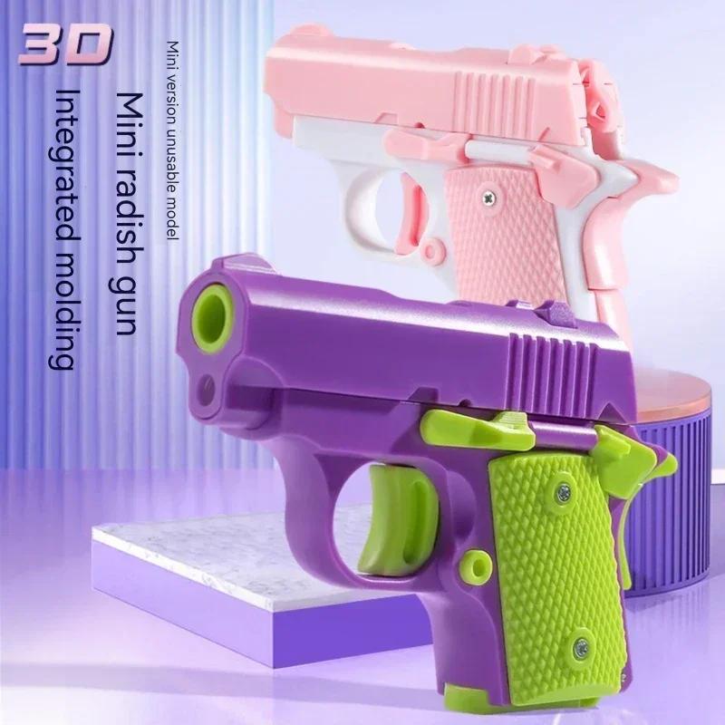 Safe Plastic Toy Pistol Colorful Mini M1911 Model Gun Non-Shooting Luminous Fidget Toy for Kids Little Boys Birthday Gifts
