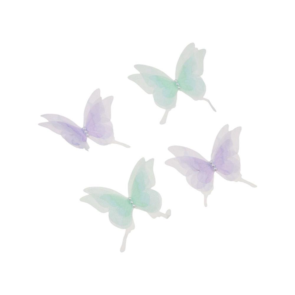 

5PCS 3D Gauze Butterfly Applique Simulation Butterfly Cloth Applique Handicraft