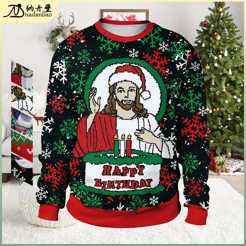 Christmas Crewneck Sweatshirt Fashion Snowflake Print Couple Pullover