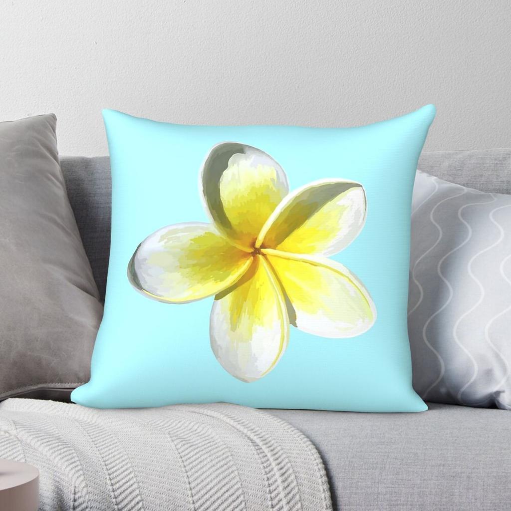 Frangipani Plumeria Pillowcase Polyester Linen Velvet Printed Zip Decor Pillow Case Bed Cushion Cover Wholesale x