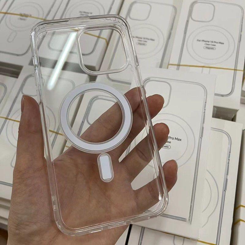 MagSafe Compatible Clear Acrylic iPhone 13/14/15 Case - Full Coverage Drop Protection iPhone 14