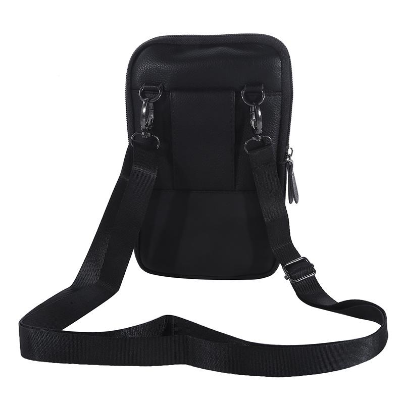 Leather Waist Bag Men's Mobile Phone Bag Waterproof Wearing Belt Luxury Bag Outdoor Sports One Shoulder Small Bag Shoulder Bag