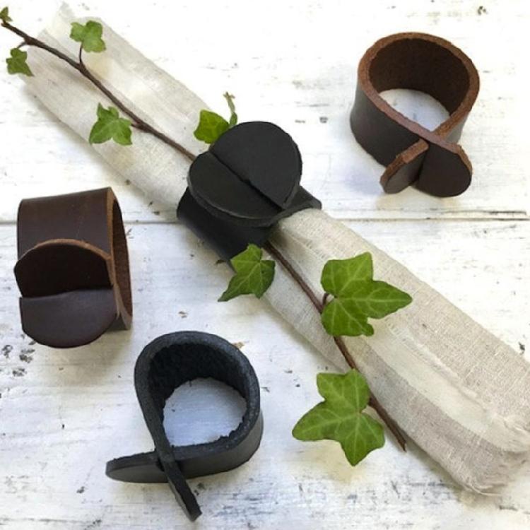 Set Of 6 PU Leather Napkin Rings Napkin Holders Elegant Dinner Table Decoration for Weddings Tableware Accessories