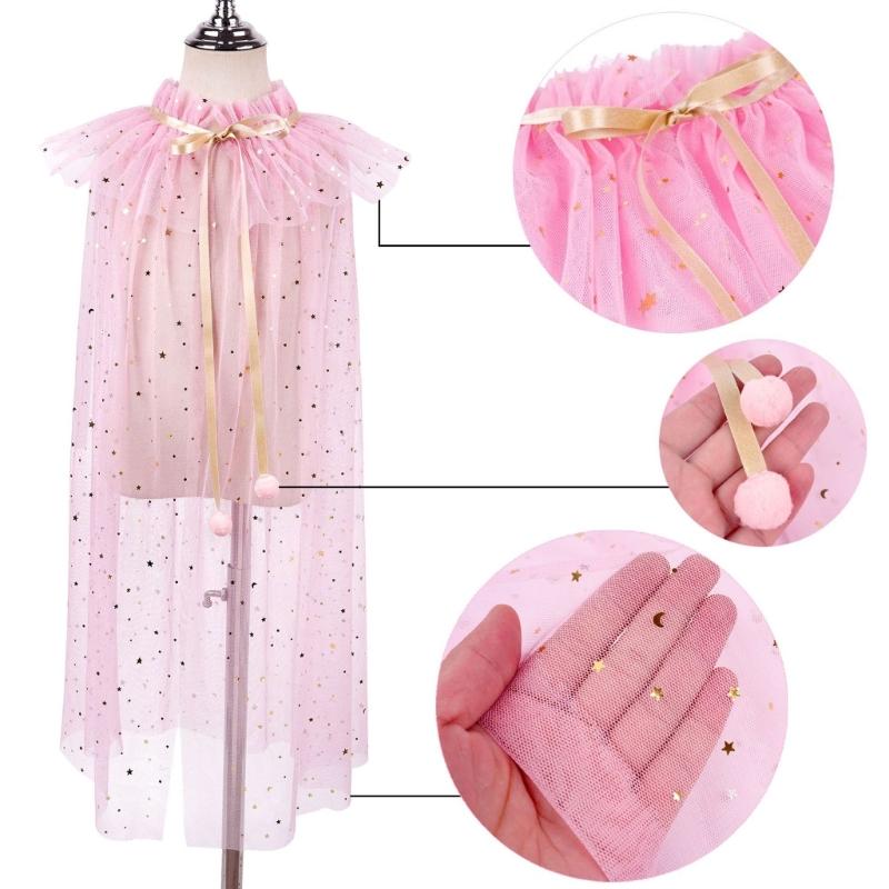 Sequins Tulle Princess Cape Princess Cloak Princess Cosplay Costume Accessory for Halloween Carnivals Birthday Party