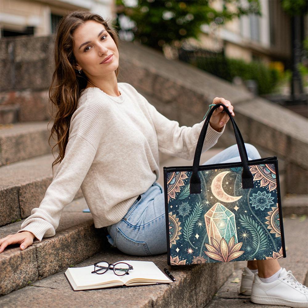 Bohemian Moon Crystal Pattern Tote Bag Casual Daily Use
